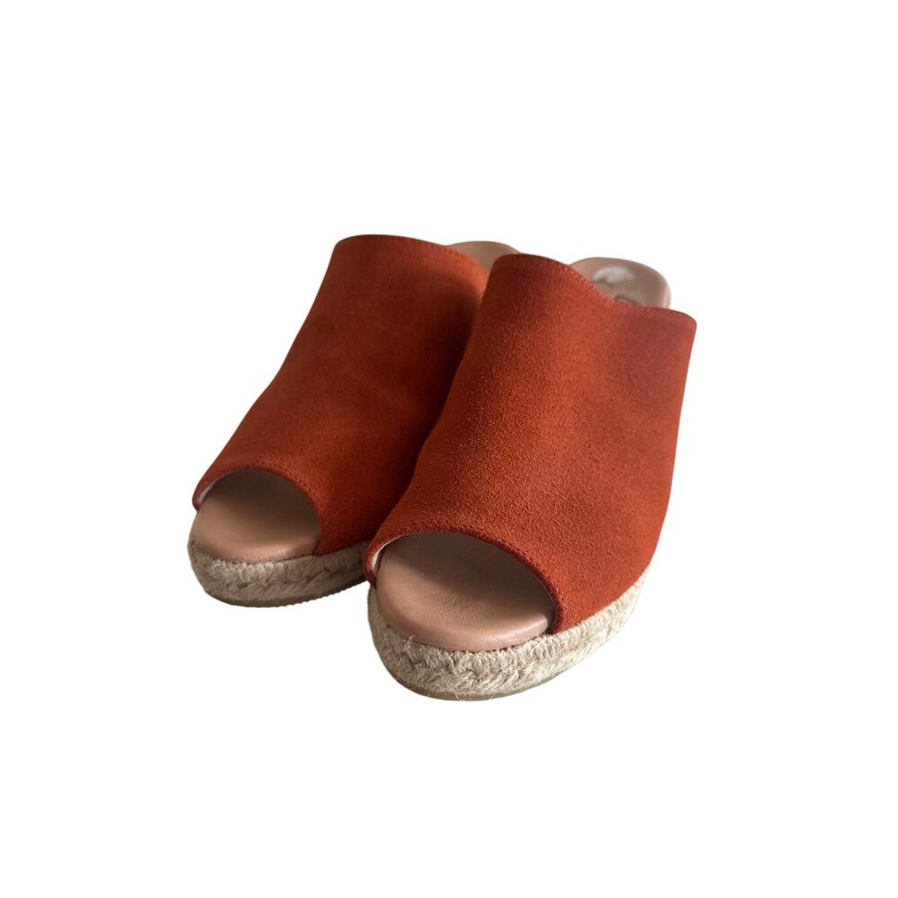 Gaimo Handmade In Spain‎ Orange Suede Espadrille Wedge Slides Size 40